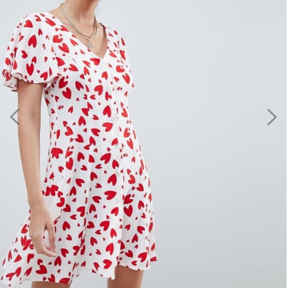 Never worn ♥️ASOS mini tea dress heart print